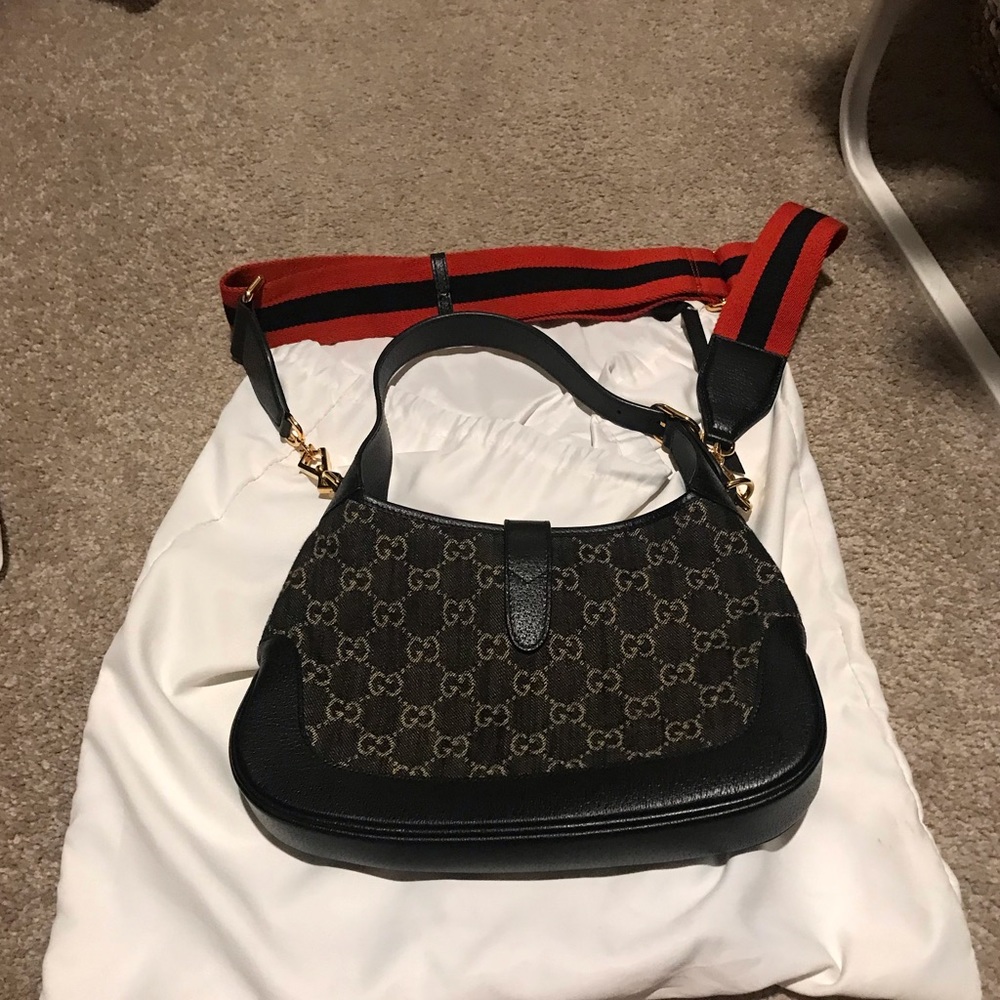 authentic gucci small Jackie 1961 black denim bag - Picture 2 of 7